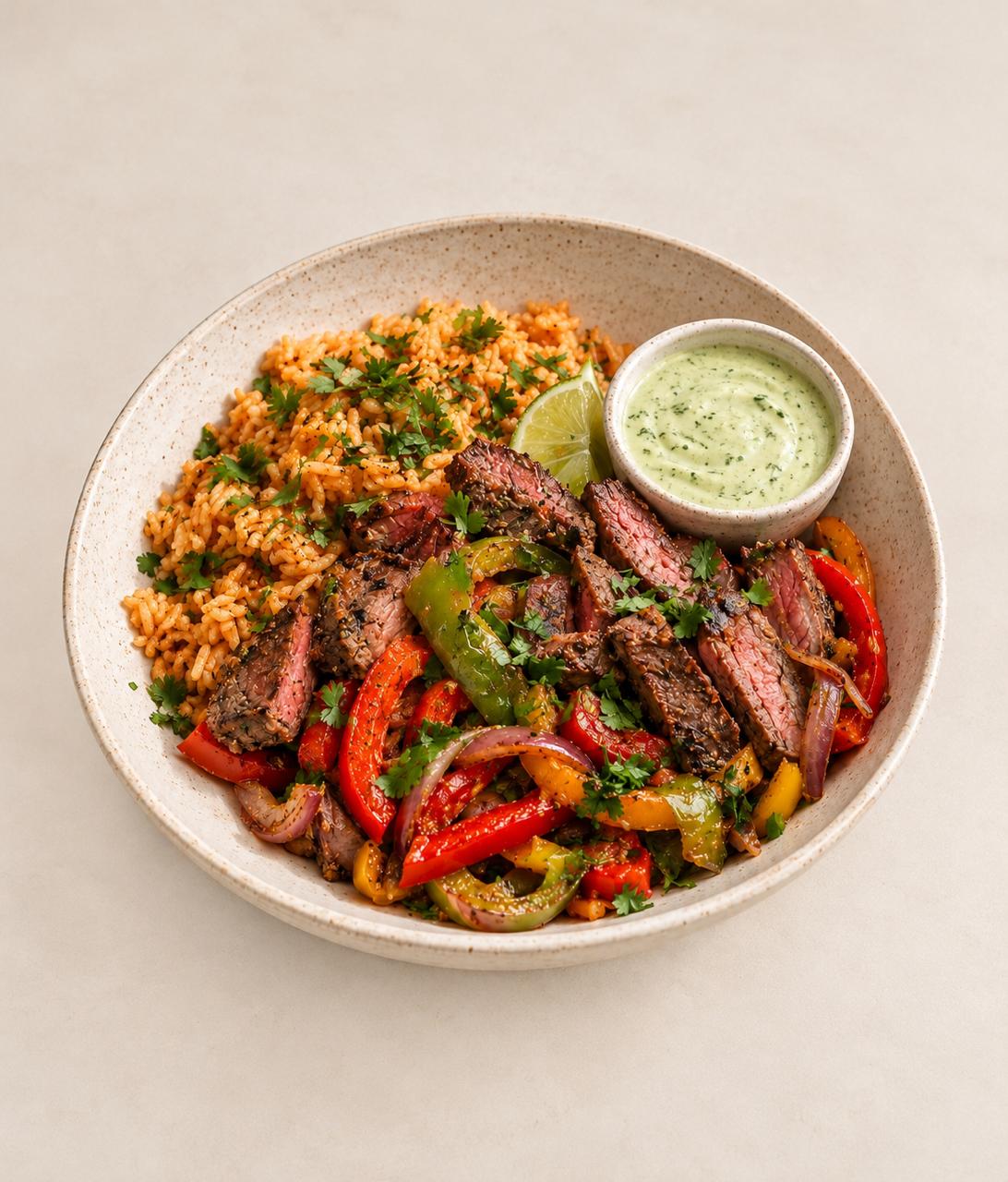 Steak Fajita Bowl with Rice