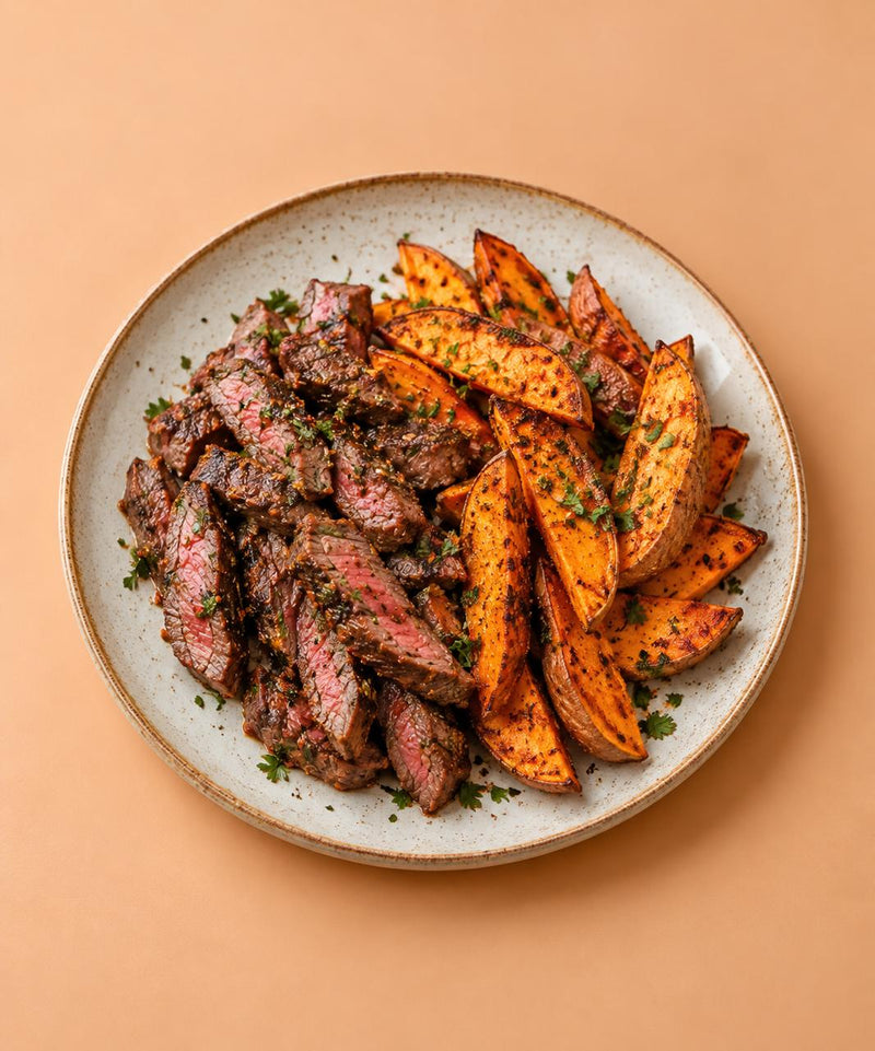 Steak Strips & Sweet Potato Wedges