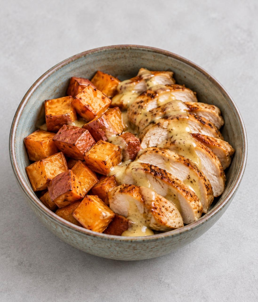 Honey Mustard Chicken & Sweet Potato Cubes