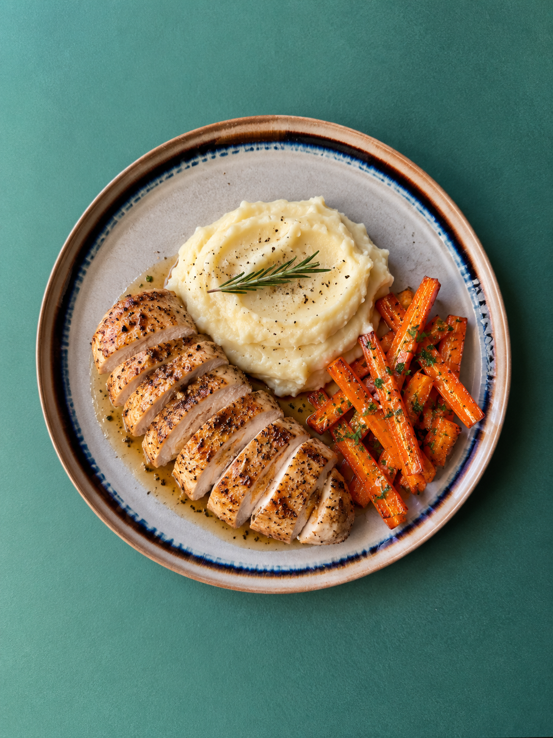 Garlic Butter Chicken, Mash & Carrots