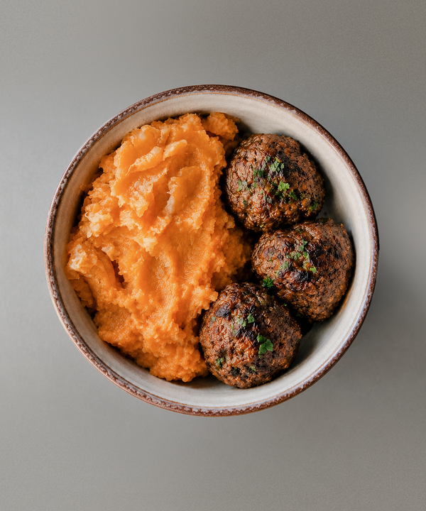 Meatballs & Sweet Potato Mash